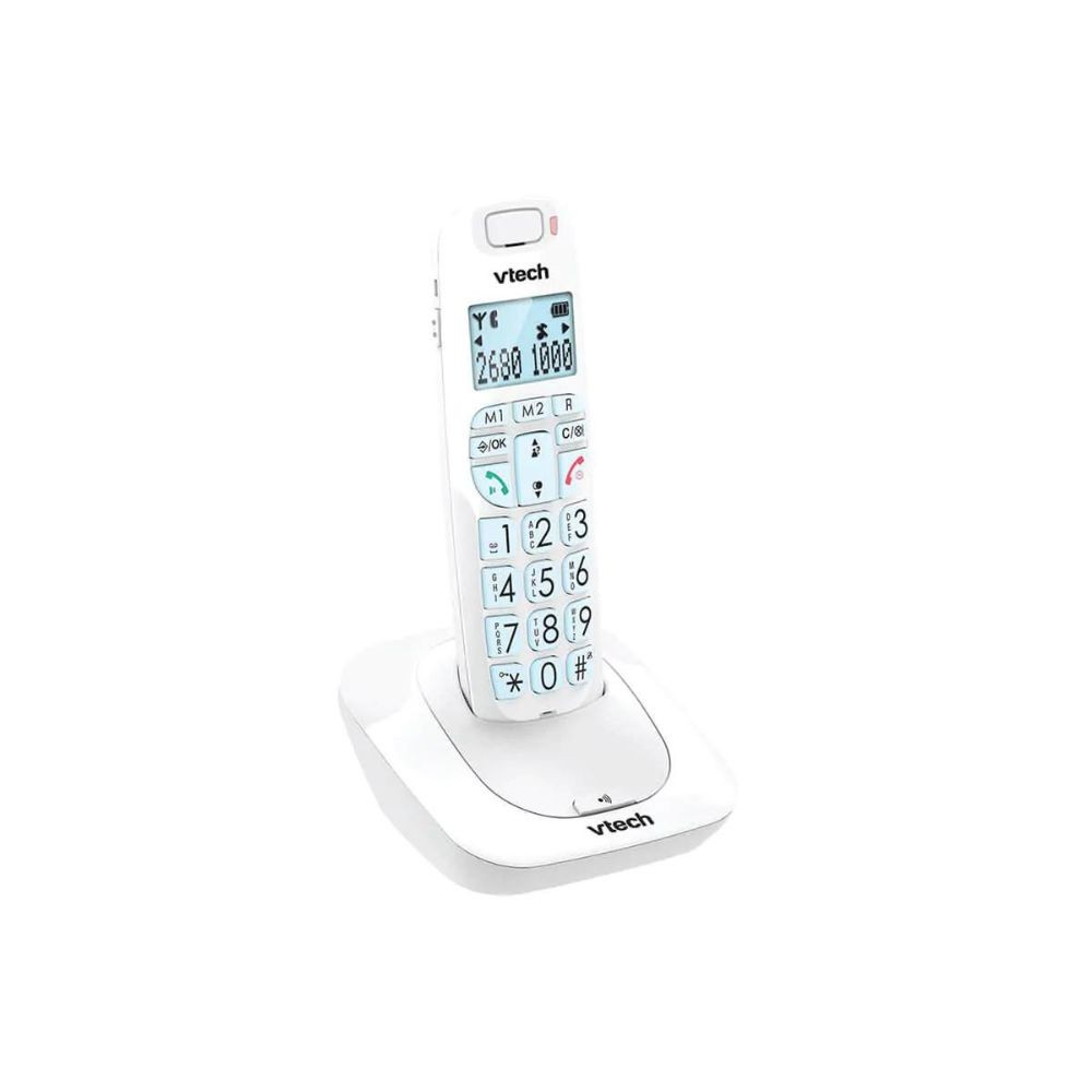 טלפון אלחוטי ביתי לכבדי שמיעה - VTECH לבן